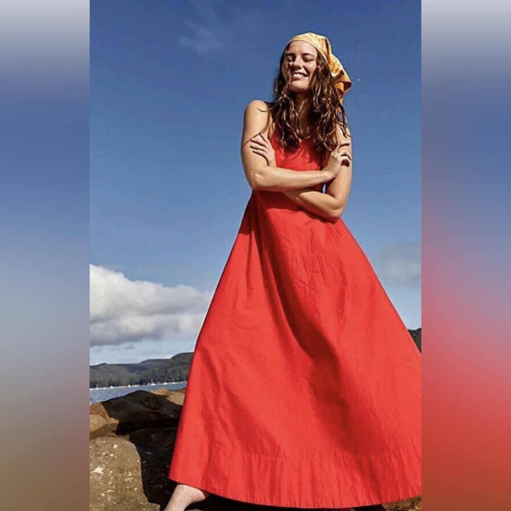 NWT Free People Endless Summer Beachside Tide Halter Maxi Dress RED Size XS Z241